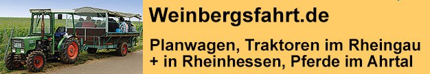 Weinbergsfahrt mit Traktor und Planwagen im Rheingau und in Rheinhessen